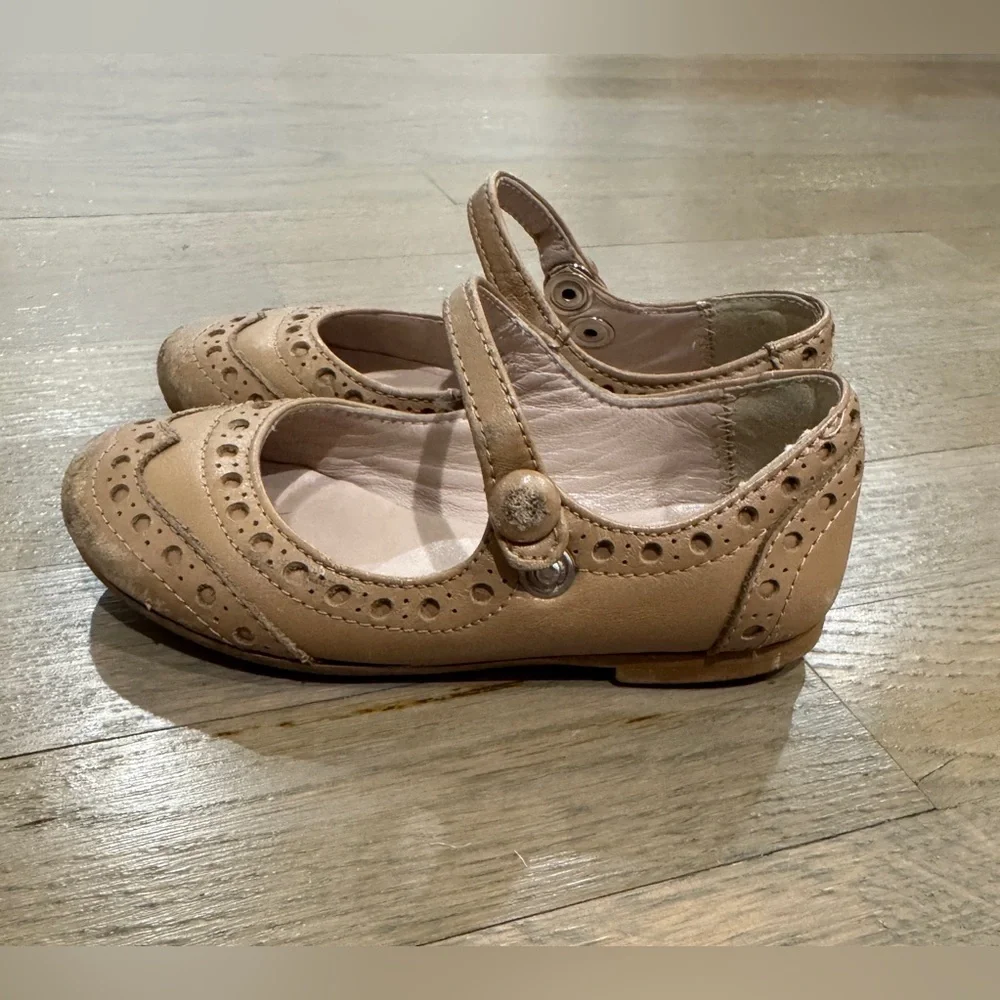 Papanatas Brown Leather Mary Janes Sz 24 Girls | Spanish Wingtip Shoes